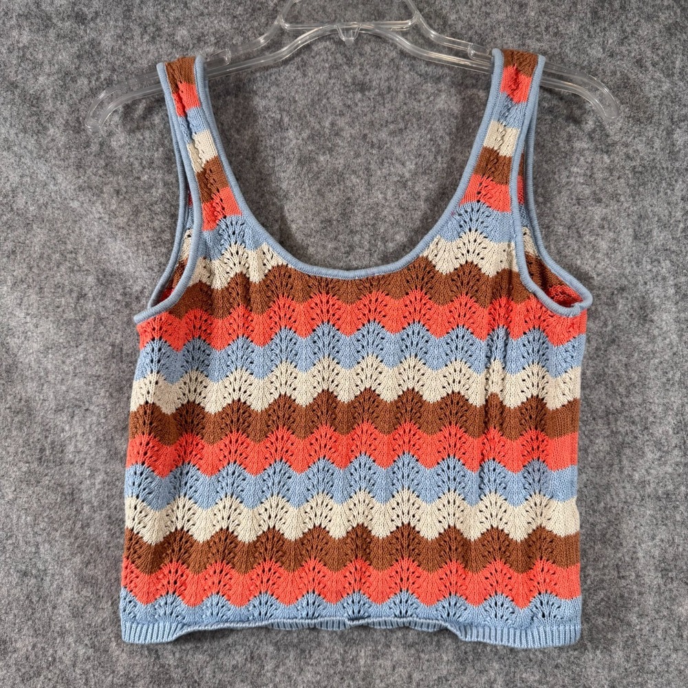 Rip Curl Crochet Cropped Tank Top Womens Medium Santorini Sun Boho Hippie